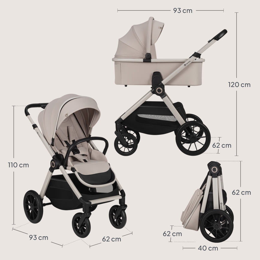 Lionelo - Combi-kinderwagen 2-in-1 LAYLA Beige Sand