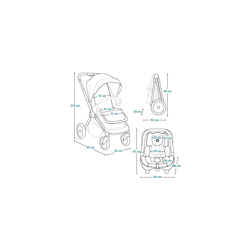 Lionelo - Combi-kinderwagen 3-in-1 LAYLA Groen Bos