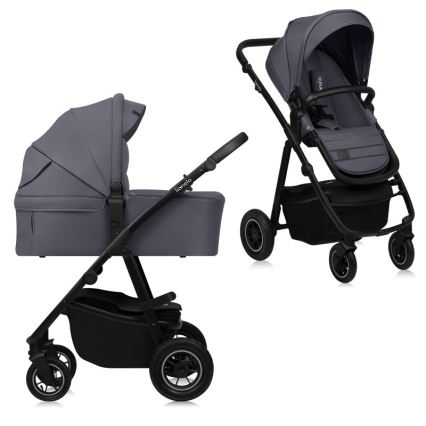 Lionelo - Combinatiekinderwagen 2-in-1 AMBER PLUS Grijs Grafiet