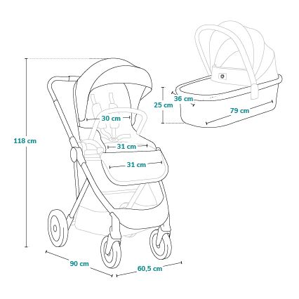 Lionelo - Combinatiekinderwagen 2-in-1 AMBER PLUS Grijs Grafiet