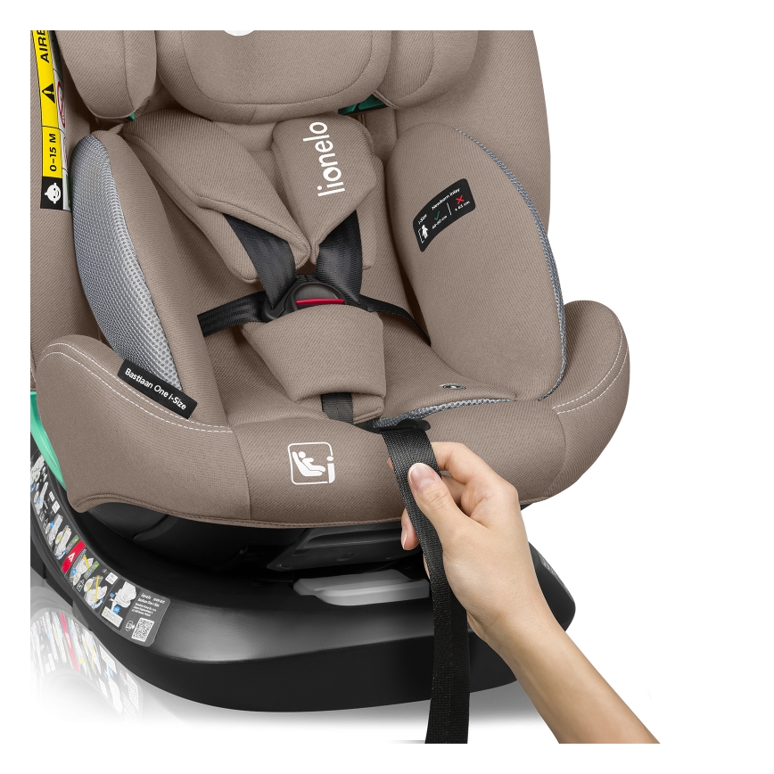 Lionelo - Draaibare autostoel met basis BASTIAAN ONE i-Size 40-150 cm Beige zand