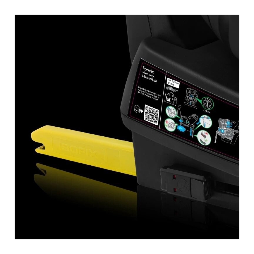 Lionelo - Draaibare autostoel met basis HARMONY i-Size 40-150 cm grijs