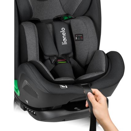 Lionelo - Draaibare autostoel met basis HARPER i-Size 76-150 cm Zwart Carbon