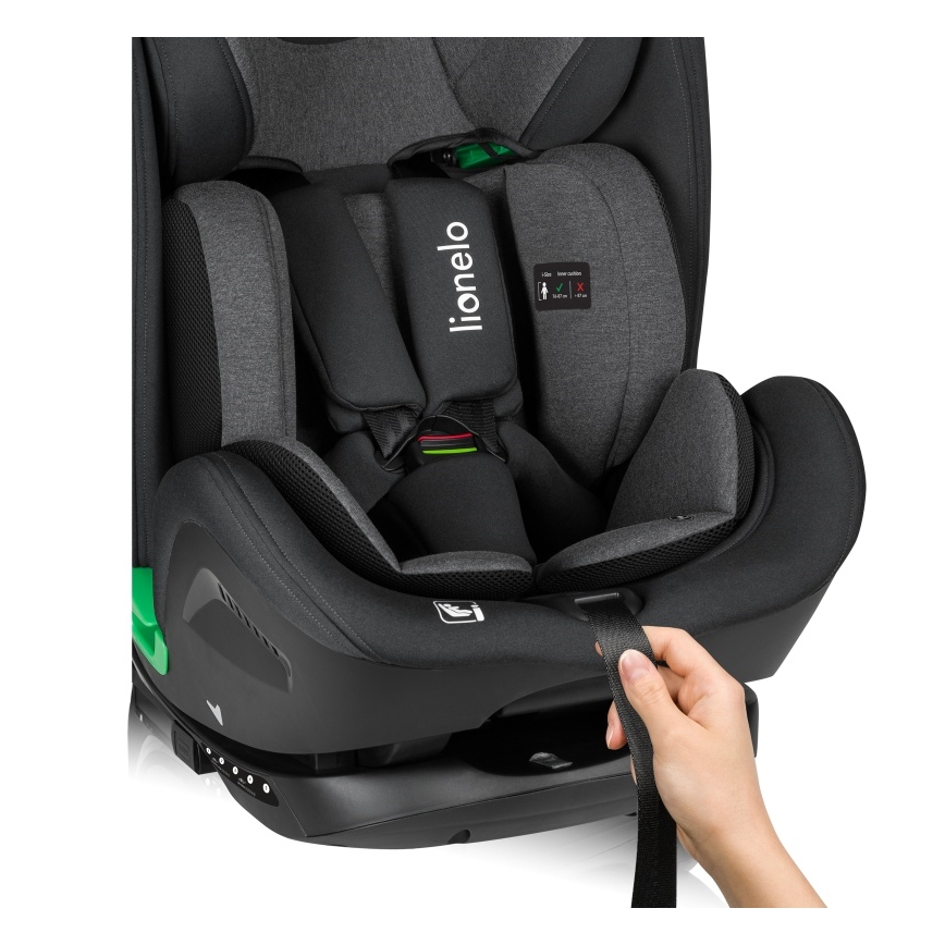 Lionelo - Draaibare autostoel met basis HARPER i-Size 76-150 cm Zwart Carbon