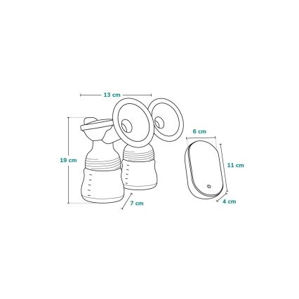 Lionelo - Elektrische oplaadbare dubbele borstkolf voor moedermelk TWEE GO 5V 1100 mAh 150 ml