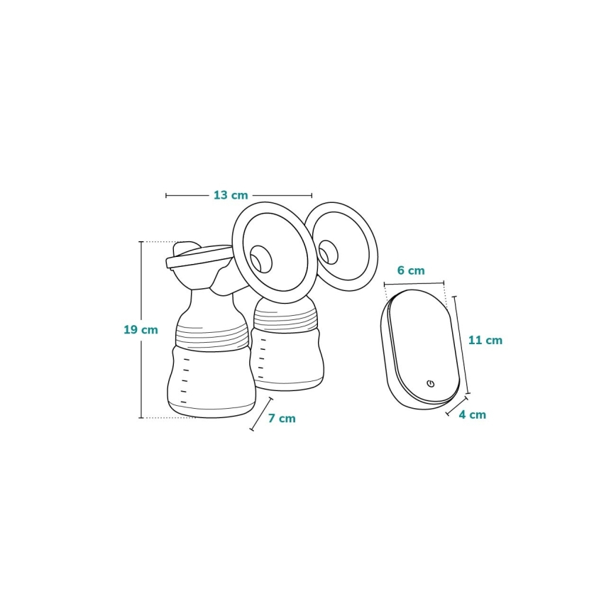 Lionelo - Elektrische oplaadbare dubbele borstkolf TWEE GO 5V 1100 mAh 150 ml