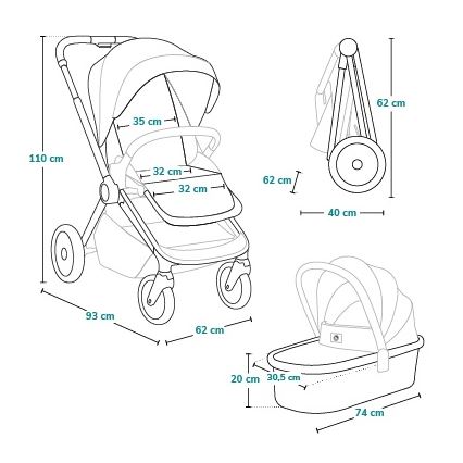 Lionelo - Gecombineerde 2-in-1 kinderwagen MIKA PLUS zandbeige