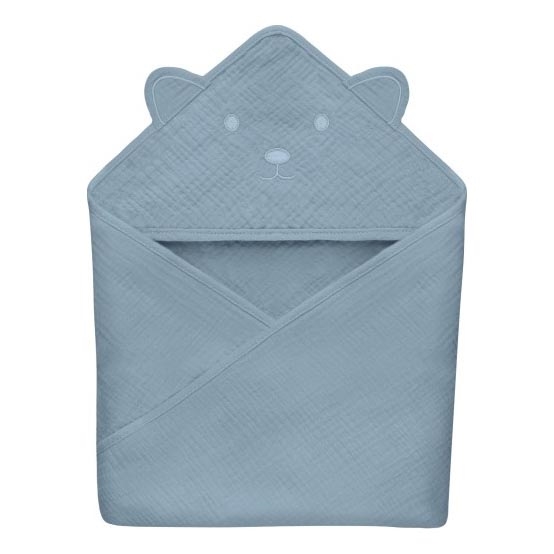 Lionelo - Grijze lucht kinderovergoot met capuchon MUSLIN HOODED TOWEL