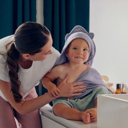 Lionelo - Grijze lucht kinderovergoot met capuchon MUSLIN HOODED TOWEL