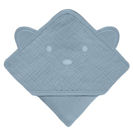 Lionelo - Grijze lucht kinderovergoot met capuchon MUSLIN HOODED TOWEL