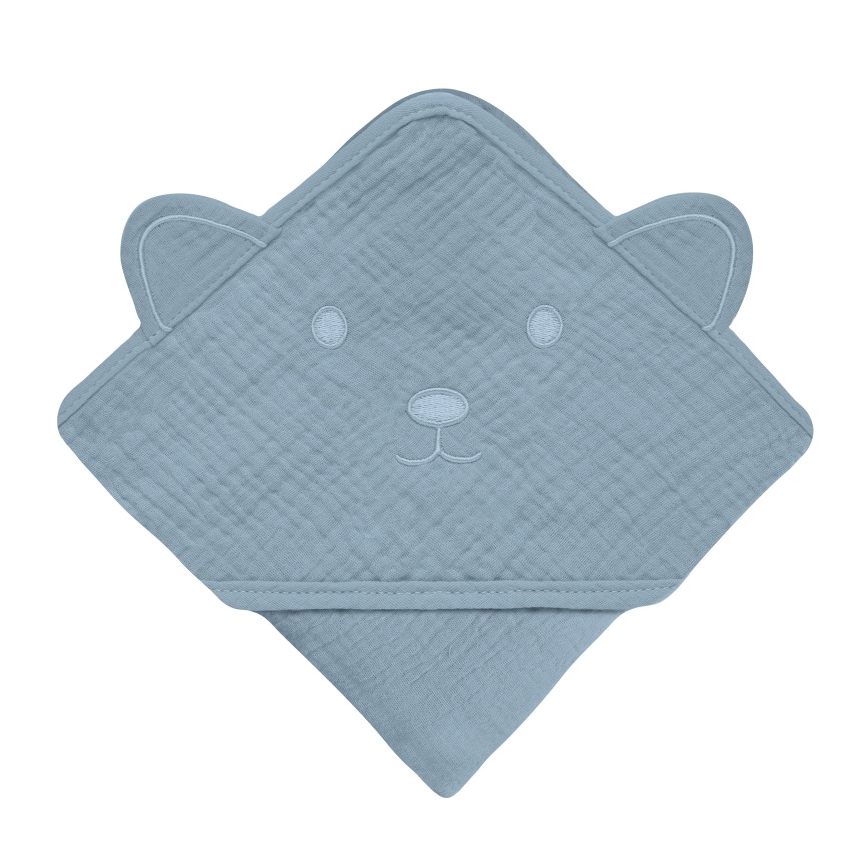 Lionelo - Grijze lucht kinderovergoot met capuchon MUSLIN HOODED TOWEL