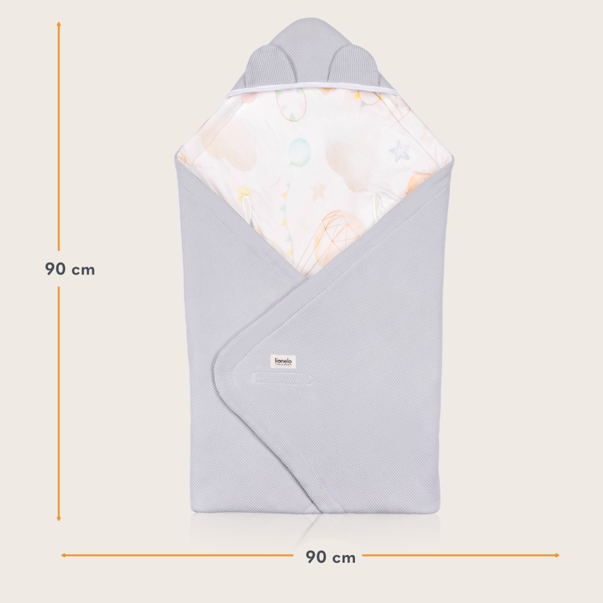 Lionelo - Inbakerdoek voor autostoeltje TRAVEL SWADDLE 90x90 cm Grijs Ballon