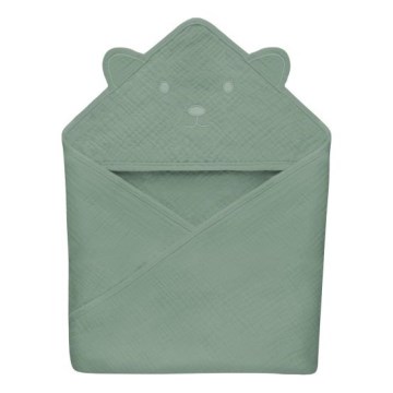 Lionelo - Kapuzenhanddoek voor Kinderen MUSLIN HOODED TOWEL Groen Bos