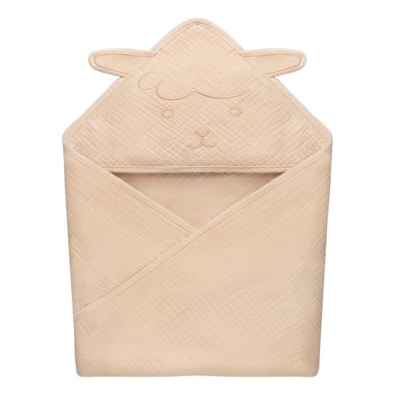 Lionelo - Kapuzenhandtuch für Kinder MUSLIN HOODED TOWEL Beige Cappuccino