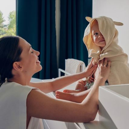 Lionelo - Kapuzenhandtuch für Kinder MUSLIN HOODED TOWEL Beige Cappuccino