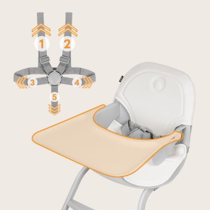 Lionelo - Kinder eetstoel 2in1 DALIA wit/grijs