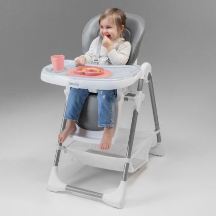 Lionelo - Kinder eetstoel LINN PLUS wit/grijs