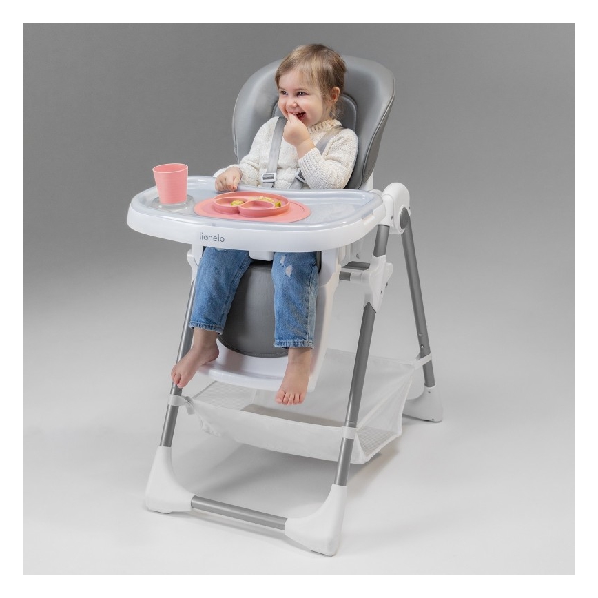 Lionelo - Kinder eetstoel LINN PLUS wit/grijs