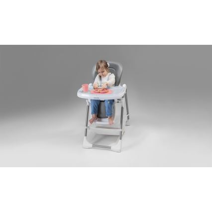 Lionelo - Kinder eetstoel LINN PLUS wit/grijs