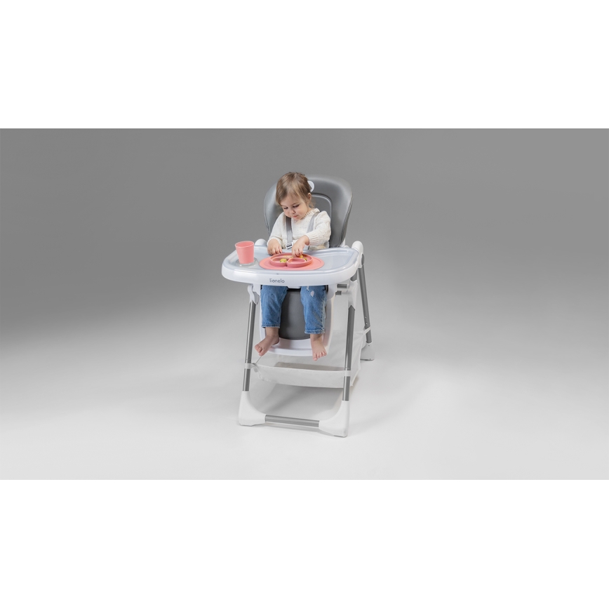 Lionelo - Kinder eetstoel LINN PLUS wit/grijs