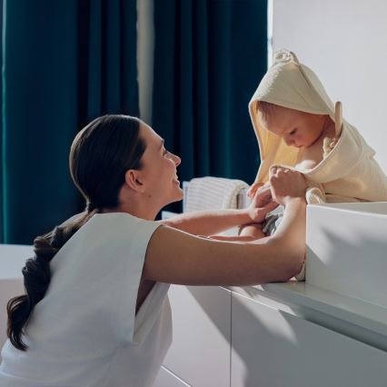 Lionelo - Kinderbadcape met capuchon van mousseline Beige Cappuccino