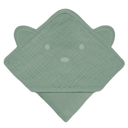 Lionelo - Kinderbadcape van mousseline met capuchon Green Forest