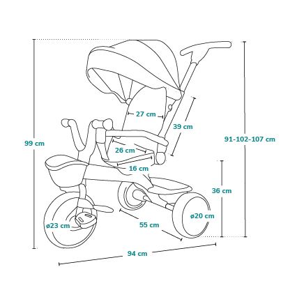 Lionelo - Kinderdriewieler HAARI roze/grijs