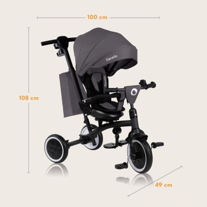 Lionelo - Kinderdriewieler TRIS PLUS Grijs Stone