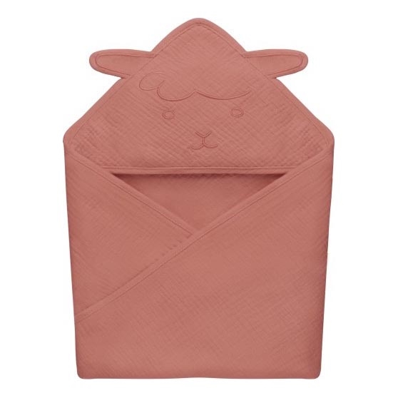 Lionelo - Kinderoverhaaltje met hoodie MUSLIN HOODED TOWEL Rood Koraal