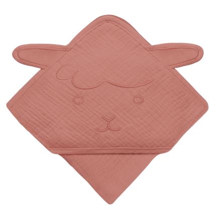 Lionelo - Kinderoverhaaltje met hoodie MUSLIN HOODED TOWEL Rood Koraal