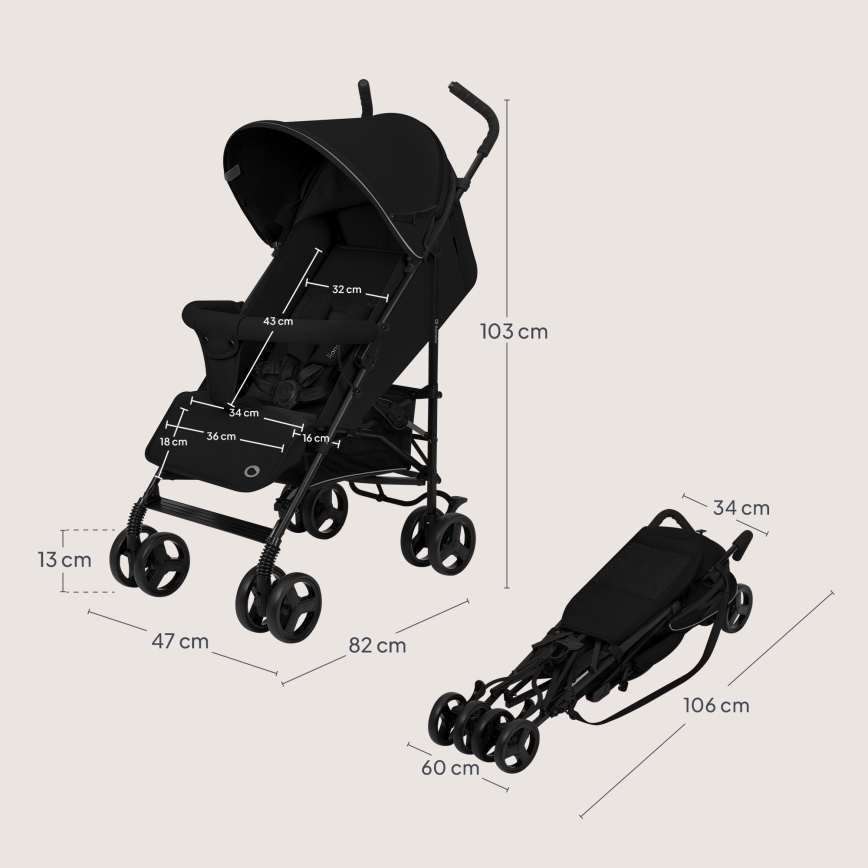 Lionelo - Lichtgewicht parapluwagen ELIA Black Onyx