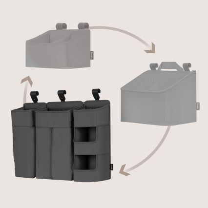 Lionelo - Opbergorganizer voor ledikant 3-in-1 SIDEPOCKET grijs