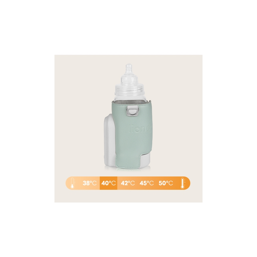 Lionelo - Oplaadbare flessenverwarmer THERMUP GO EVO 18W/5V groen/wit