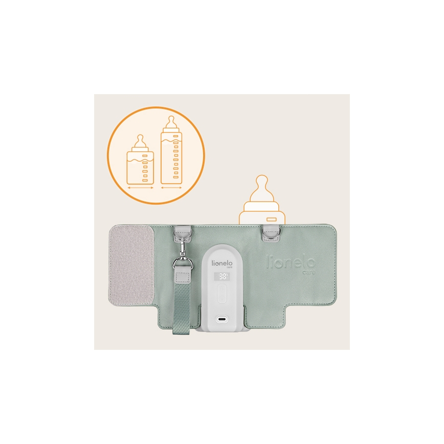 Lionelo - Oplaadbare flessenverwarmer THERMUP GO EVO 18W/5V groen/wit