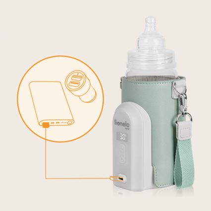 Lionelo - Oplaadbare flessenverwarmer THERMUP GO EVO 18W/5V groen/wit