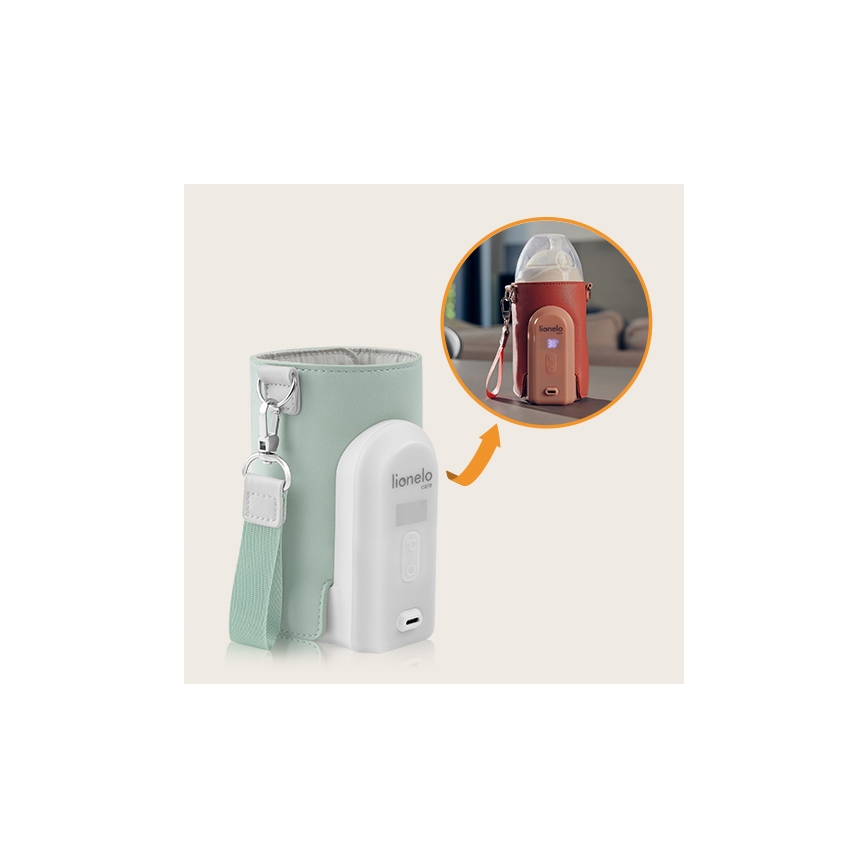 Lionelo - Oplaadbare flessenverwarmer THERMUP GO EVO 18W/5V groen/wit