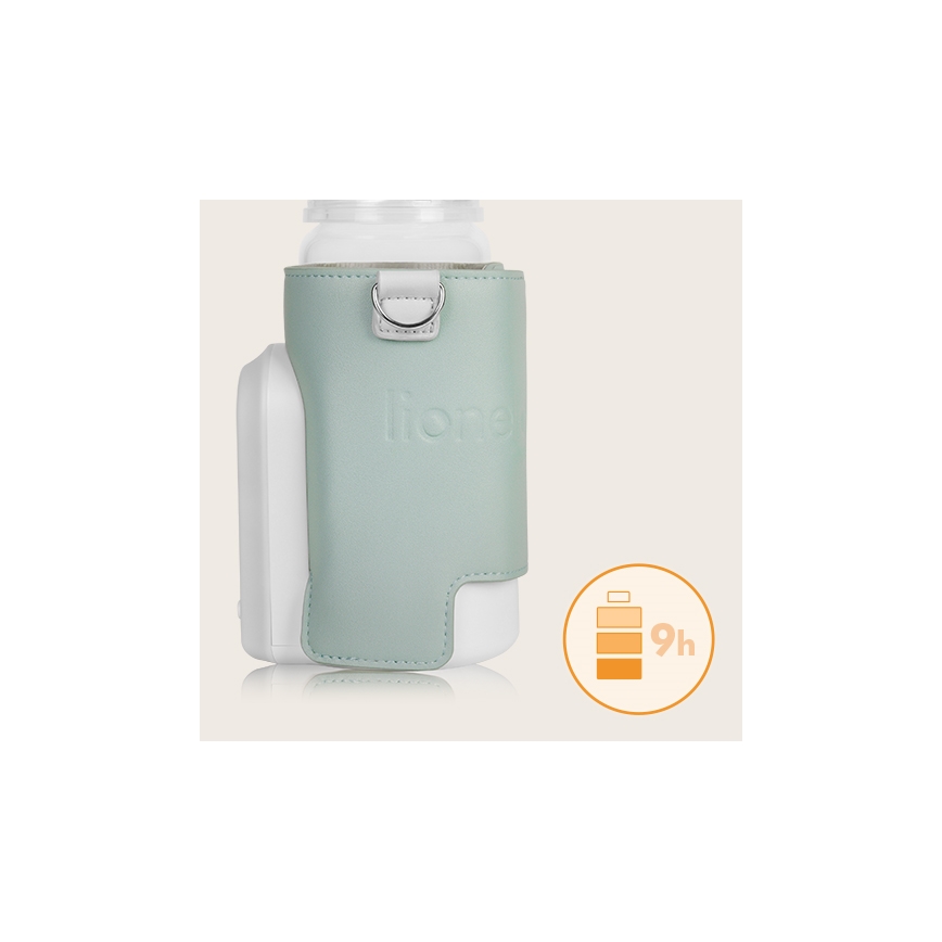 Lionelo - Oplaadbare flessenverwarmer THERMUP GO EVO 18W/5V groen/wit