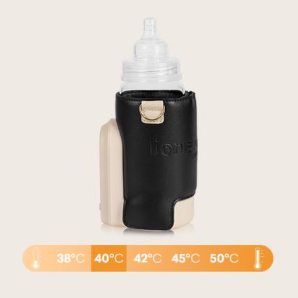 Lionelo - Oplaadbare flessenverwarmer THERMUP GO EVO 18W/5V zwart/beige