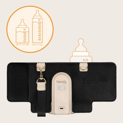 Lionelo - Oplaadbare flessenverwarmer THERMUP GO EVO 18W/5V zwart/beige