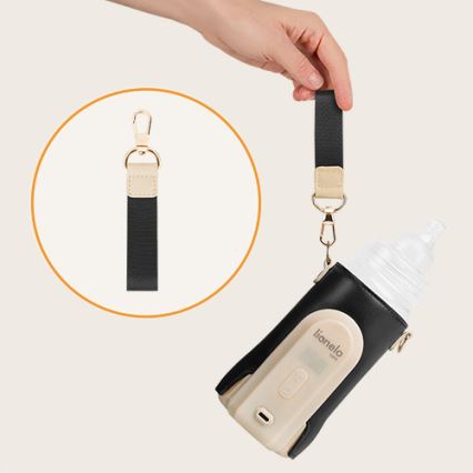 Lionelo - Oplaadbare flessenverwarmer THERMUP GO EVO 18W/5V zwart/beige