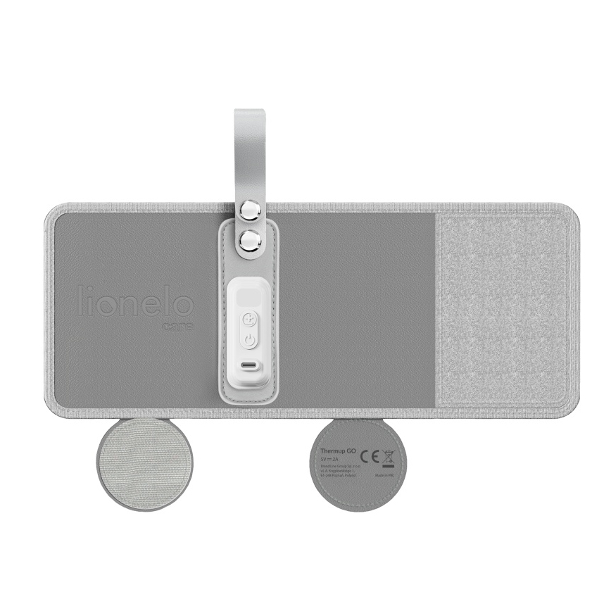 Lionelo - Oplaadbare flessenwarmer THERMUP GO 18W/5V Grijs/Zilver