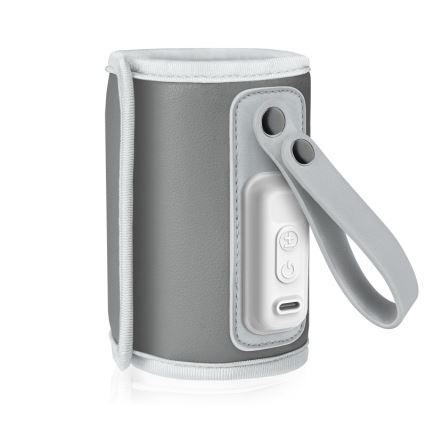 Lionelo - Oplaadbare flessenwarmer THERMUP GO 18W/5V Grijs/Zilver