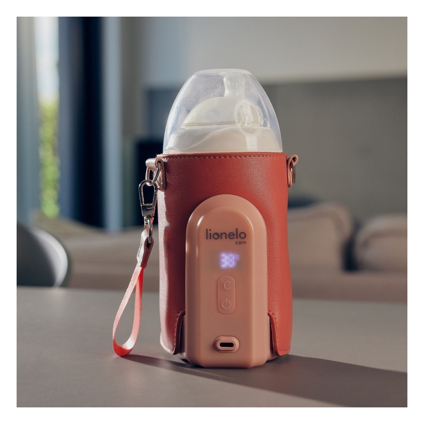 Lionelo - Oplaadbare flessenwarmer THERMUP GO EVO 18W/5V roze