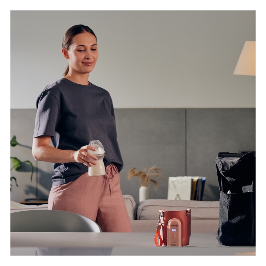 Lionelo - Oplaadbare flessenwarmer THERMUP GO EVO 18W/5V roze