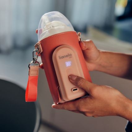 Lionelo - Oplaadbare flessenwarmer THERMUP GO EVO 18W/5V roze