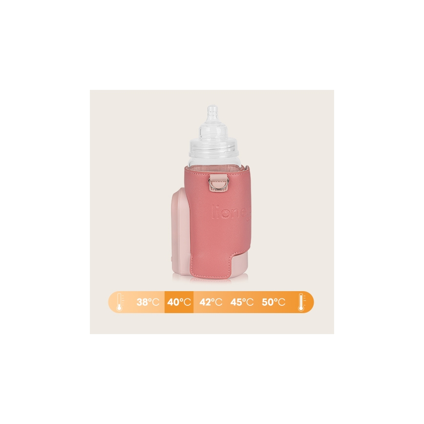 Lionelo - Oplaadbare flessenwarmer THERMUP GO EVO 18W/5V roze