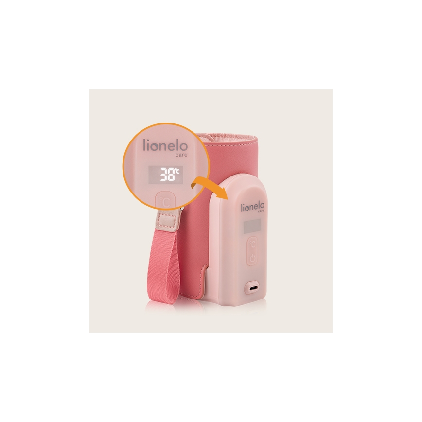 Lionelo - Oplaadbare flessenwarmer THERMUP GO EVO 18W/5V roze