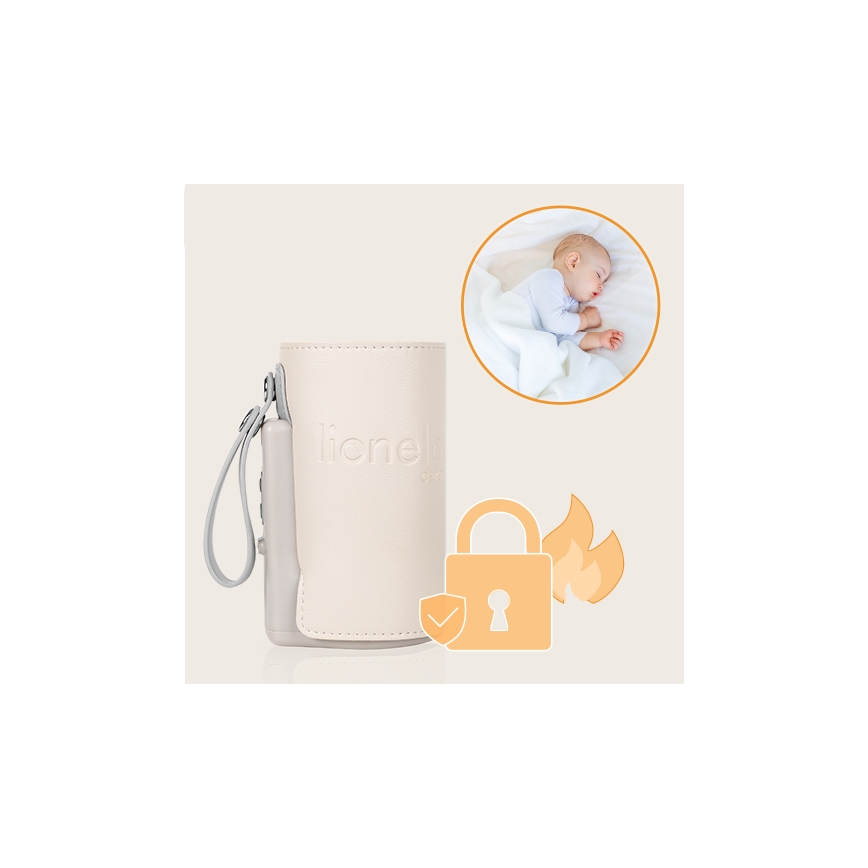 Lionelo - Oplaadbare flesverwarmer THERMUP GO PLUS 10W/5V beige