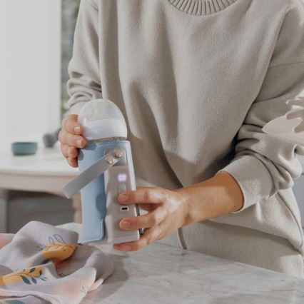 Lionelo - Oplaadbare flesverwarmer THERMUP GO PLUS 10W/5V blauw/grijs