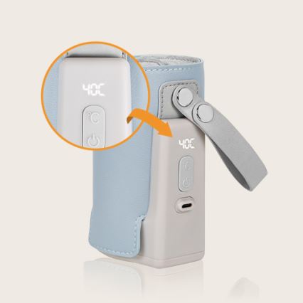 Lionelo - Oplaadbare flesverwarmer THERMUP GO PLUS 10W/5V blauw/grijs